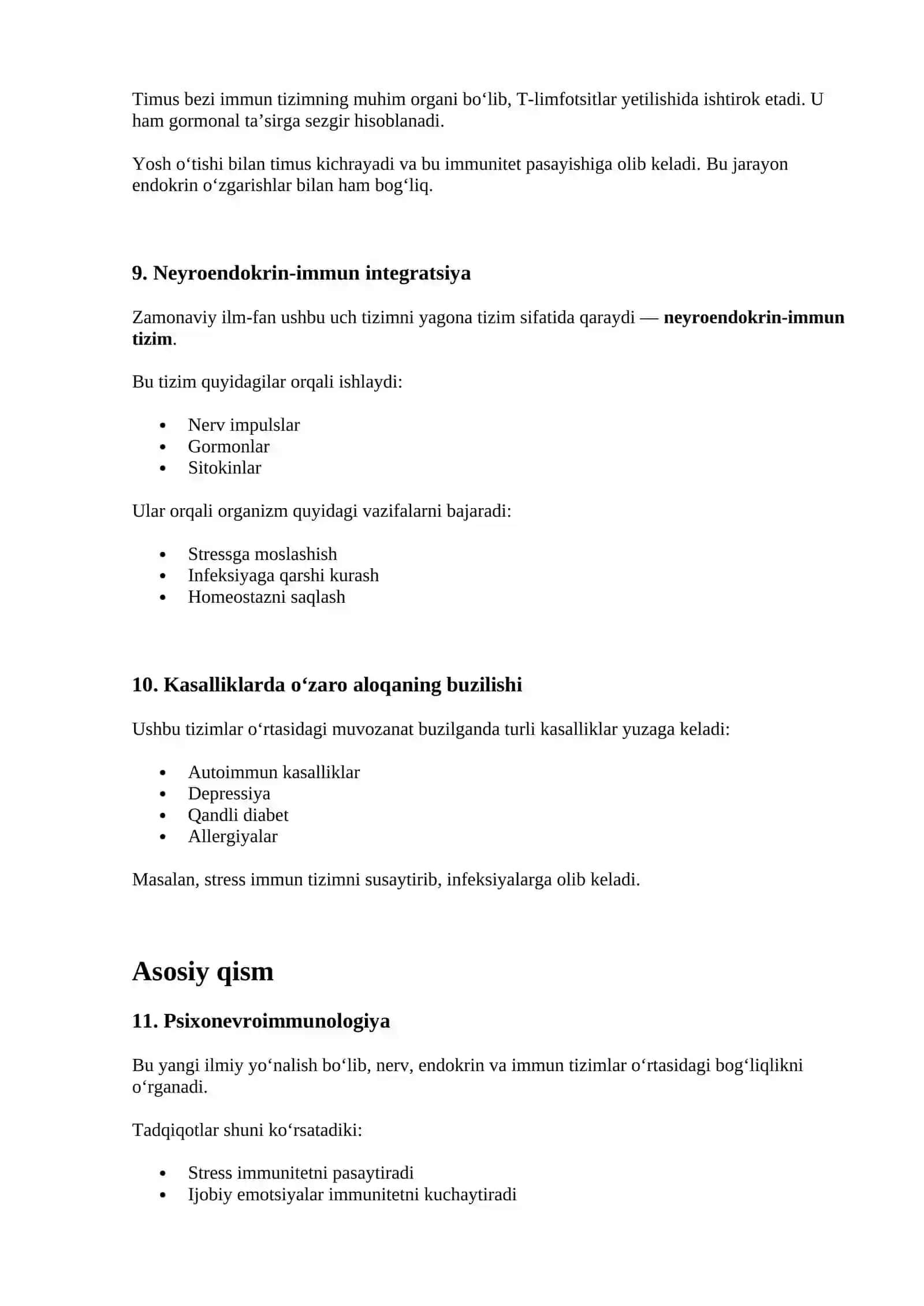 Endokrin va nerv tizimining o‘zaro aloqasi hamda endokrin va immun tizimlar integratsiyasi 4