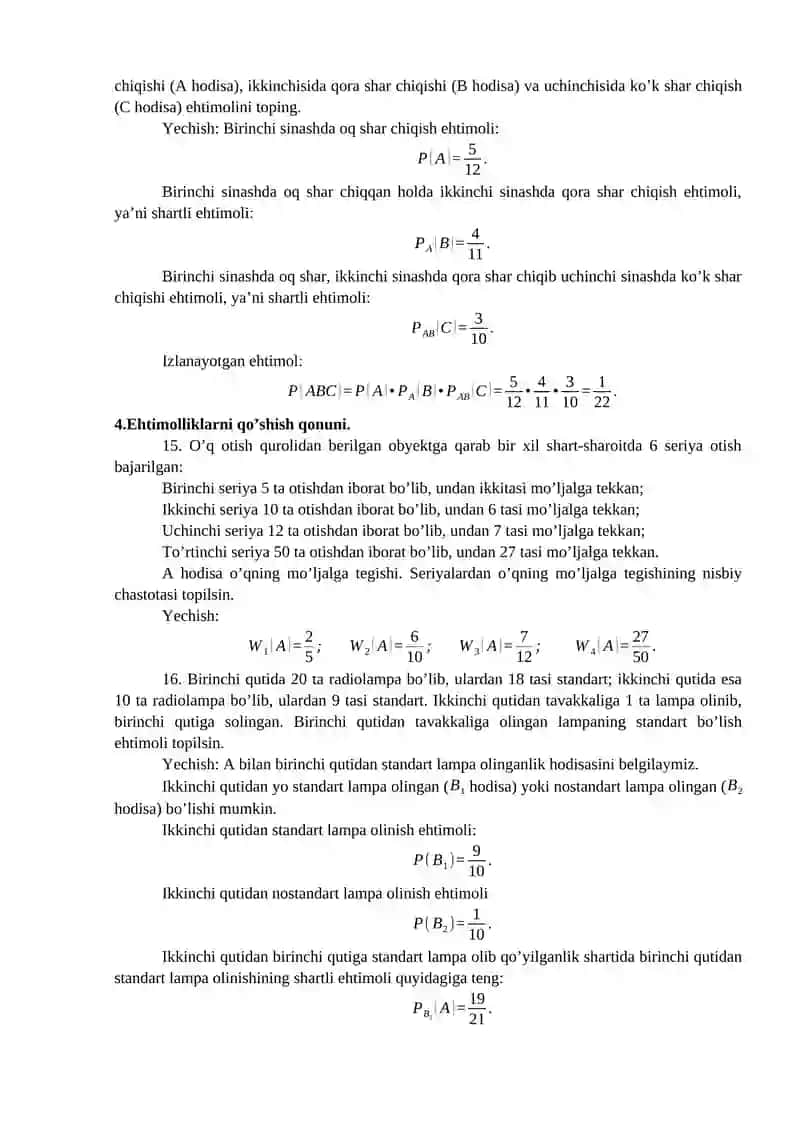 Extimollar nazariyasi va matеmatik statistika 4