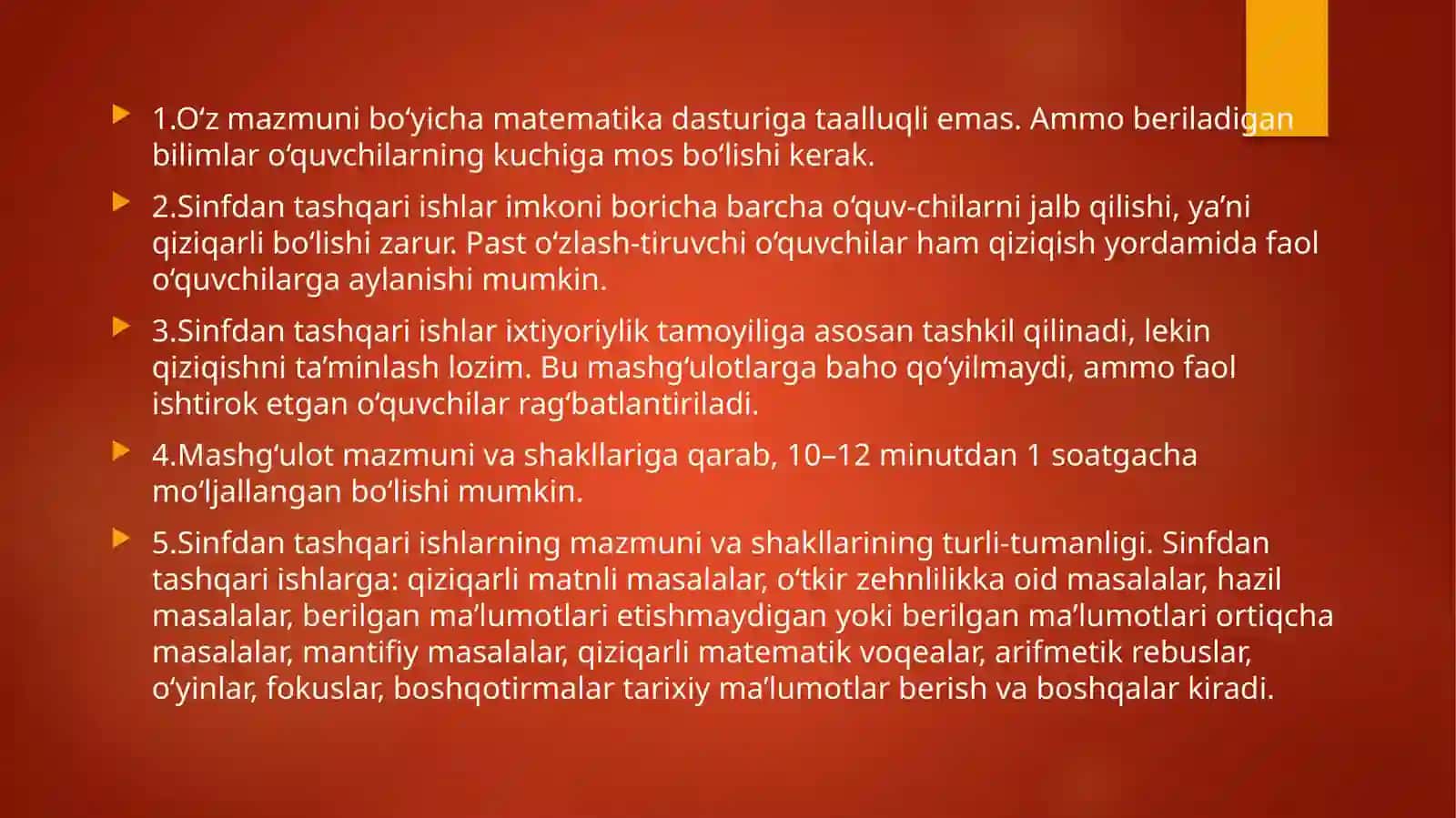 Matematika darslarida sinfdan tashqari ishlarni tashkil etish 4