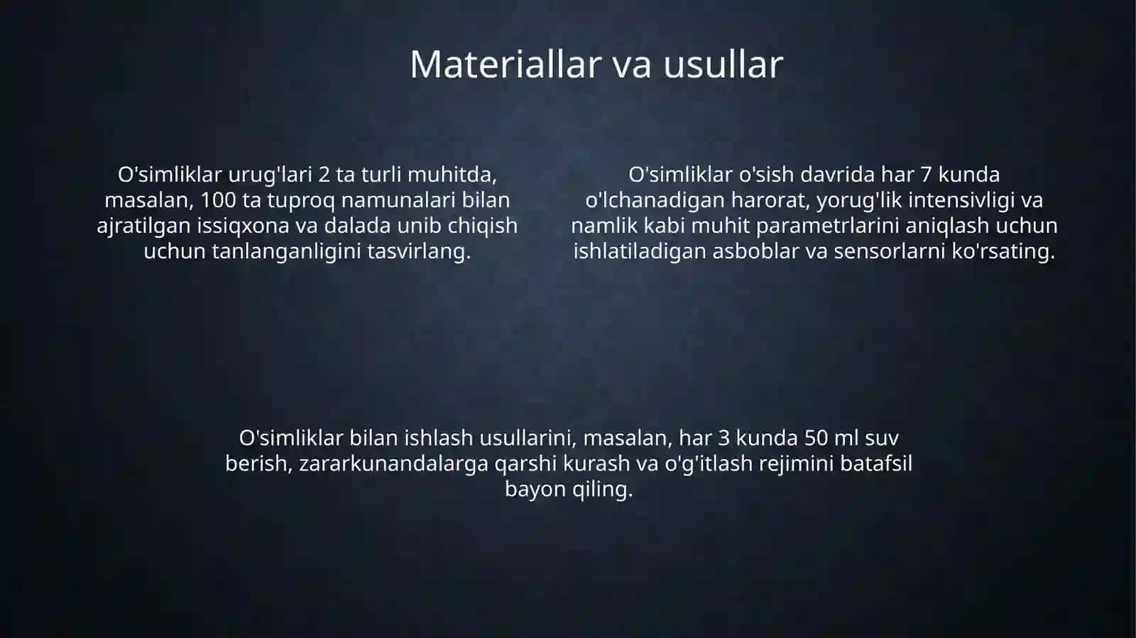 Turli muhitda osgan osimliklarni sharoitini taqqoslash 4
