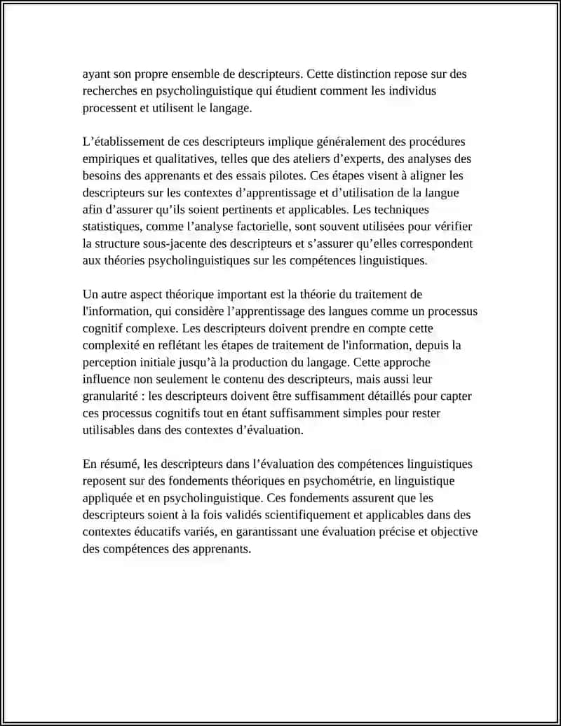 LES DESCRIPTEURS DANS L’ÉVALUATION DES COMPÉTENCES LINGUISTIQUES 4