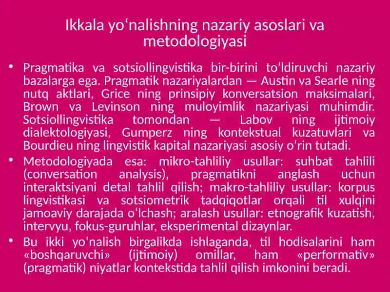Pragmatika va Sotsiolingvistika 4