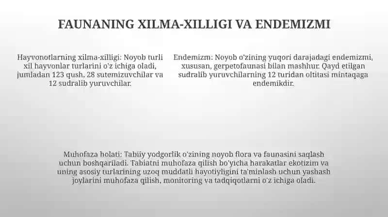Noyob Landshaft Tabiiy Yodgorliklarni Holati Va Ularni Muhofaza Qilish 4