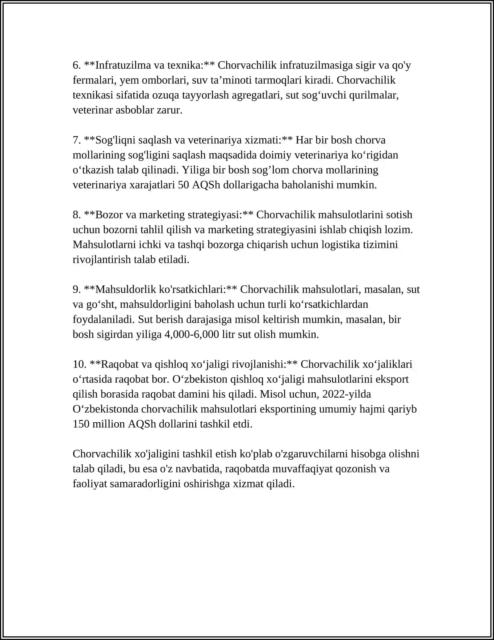 TADBIRKORLIK FAOLIYATLARINI TASHKIL ETISH CHORVACHILIK SOHASIDA 4