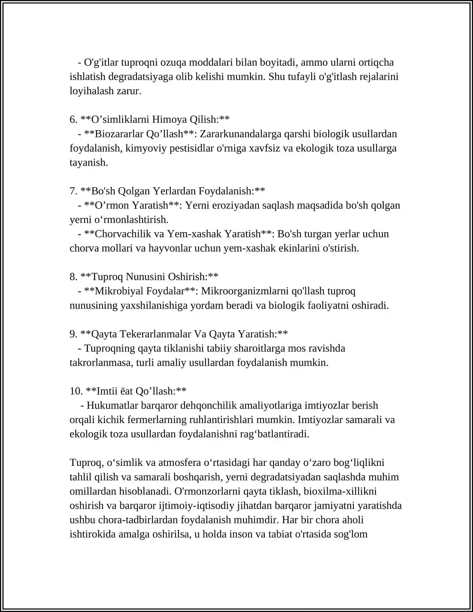 O'ZBEKISTONNING YER-SUV RESURSLARINI MUHOFAZA QILISH TADBIRLARINI ISHLAB CHIQISH 4