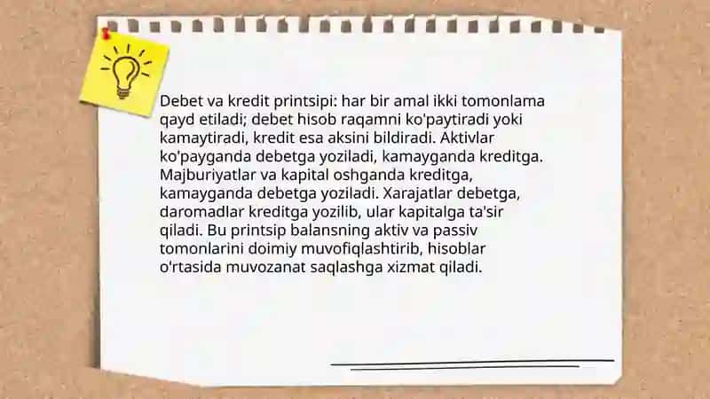Schyotlar tizimi va buxgalteriya balansi moddalarning oʻzaro bogʻliqligi 4