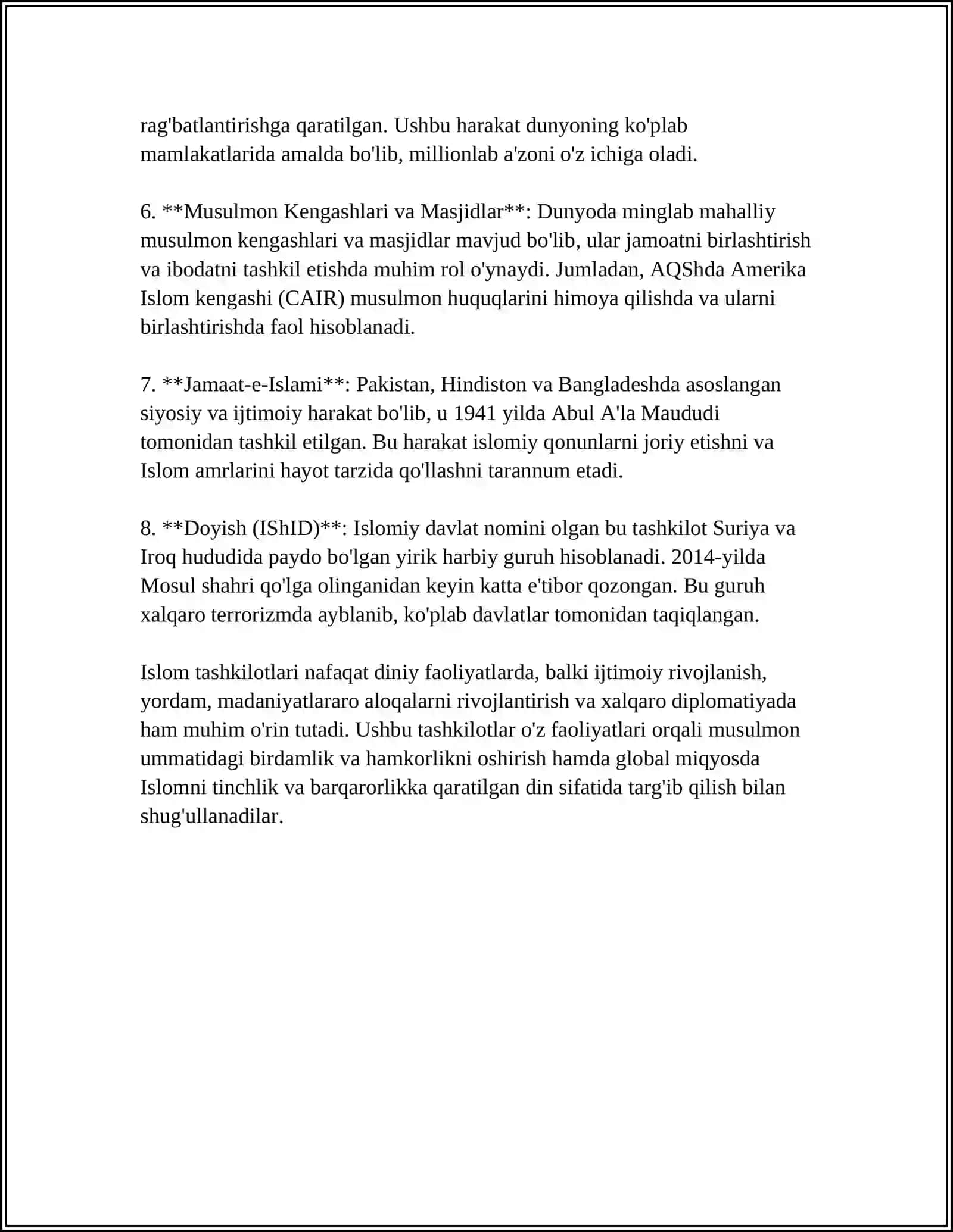 MUSTAQIL ISH Mavzu: ÒZBEKISTONDA FAOLIYAT KÒRSATUVCHI DINIY TASHKILOTLAR 4