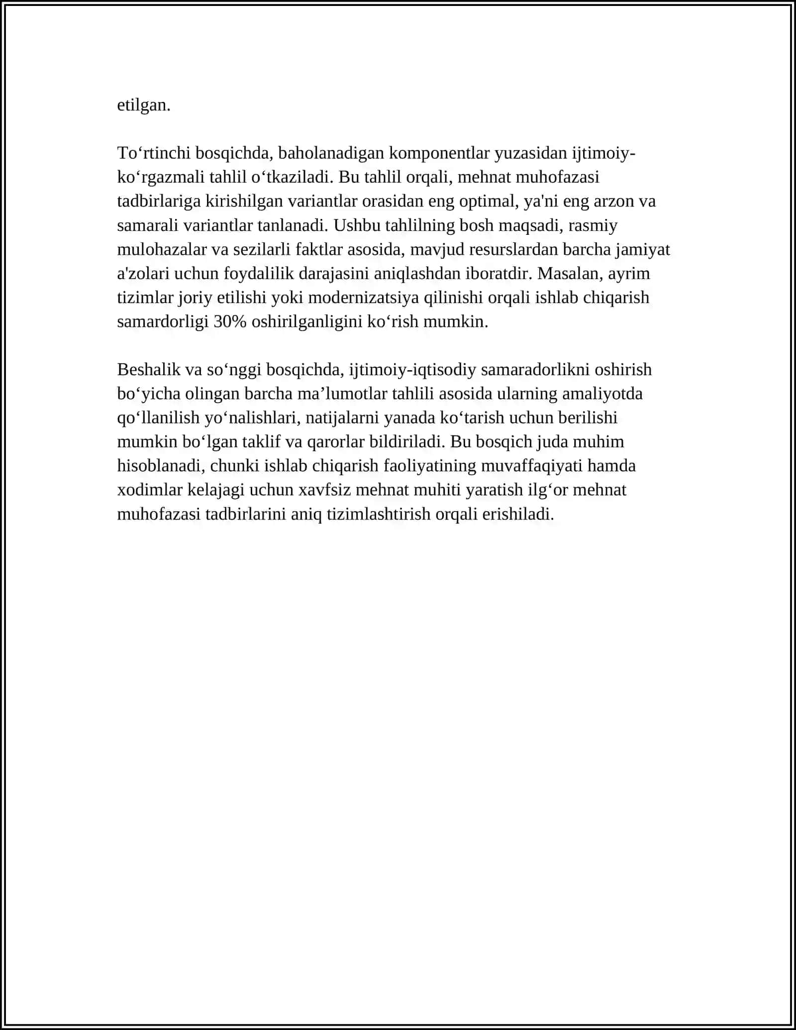 Mehnat muhofazasi tadbirlarining ijtimoiy-iqtisodiy samaradorligini baholash metodologiyalari 4