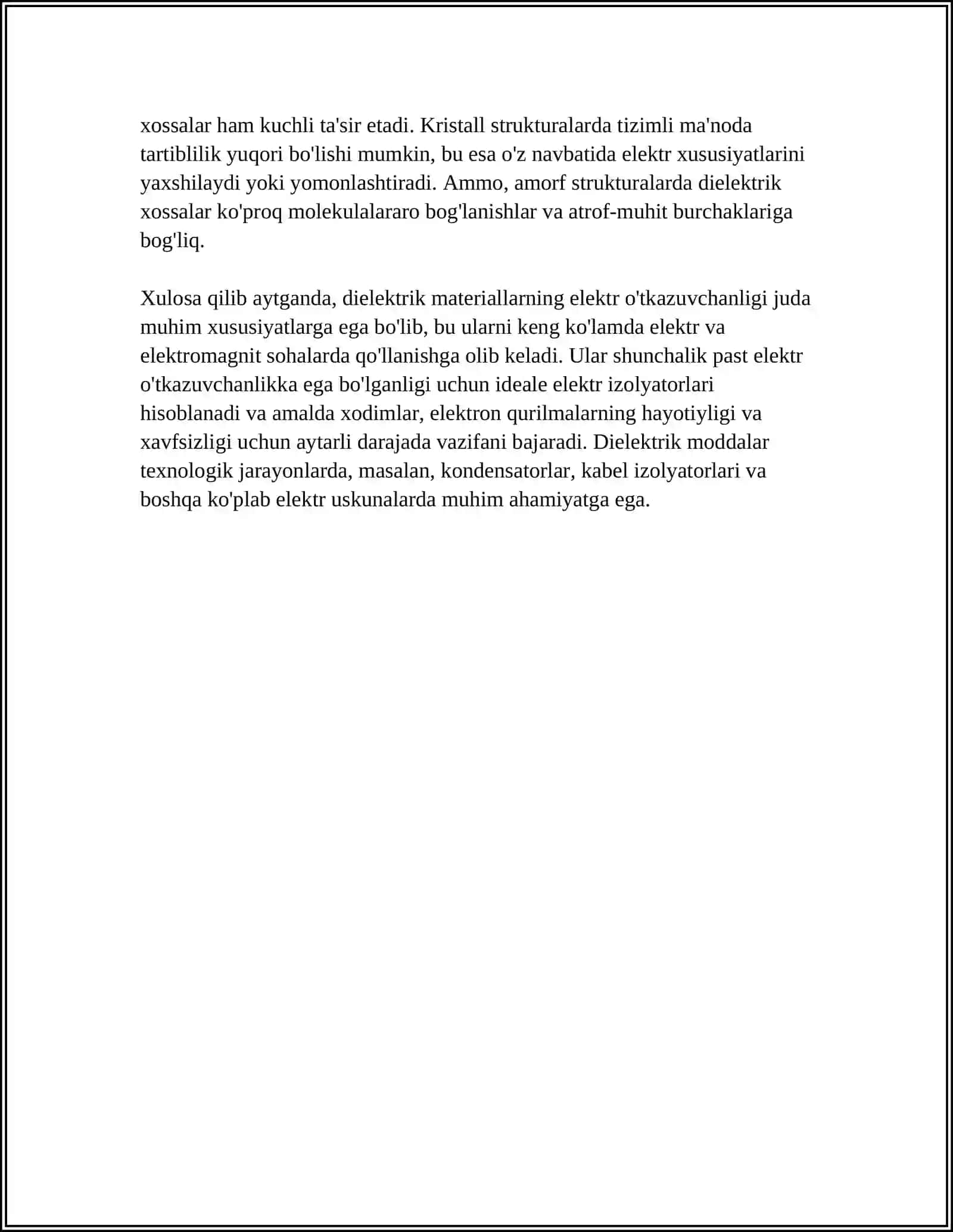 DIELEKTRIK MATERILLAR XOSSALARI. PASSIV VA AKTIV DIELEKTRIKLAR. SEGNETOELEKTRIKLAR 4