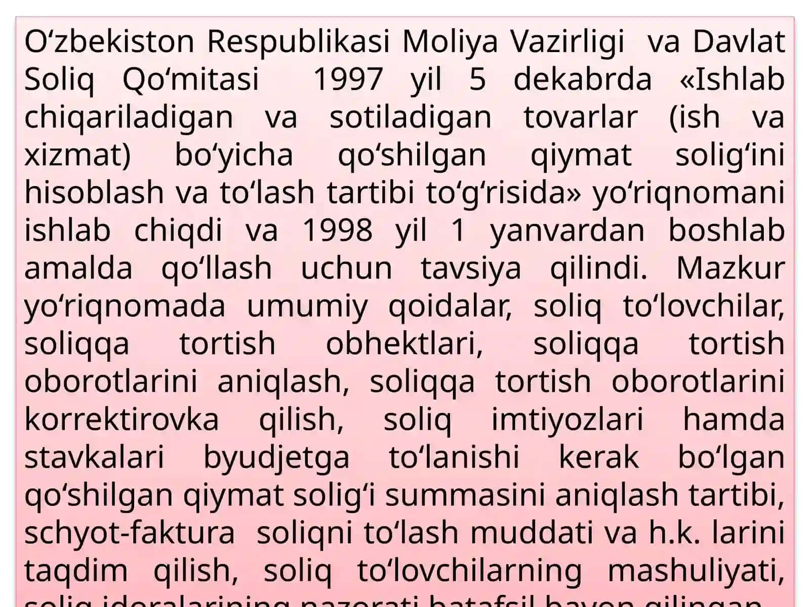 Sotilgan tayyor mahsulot bo‘yicha to‘lanish kerak bo‘lgan QQSni aniqlash 4