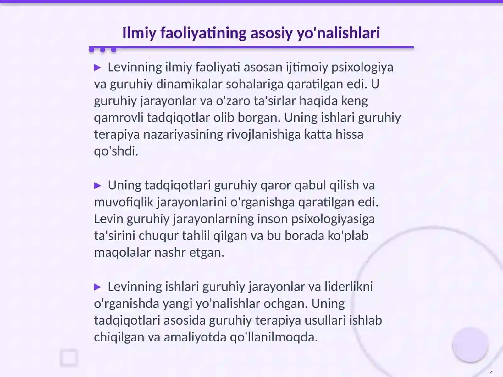 K.Levinning guruhiy terapiyaga qoshgan hissasi 4