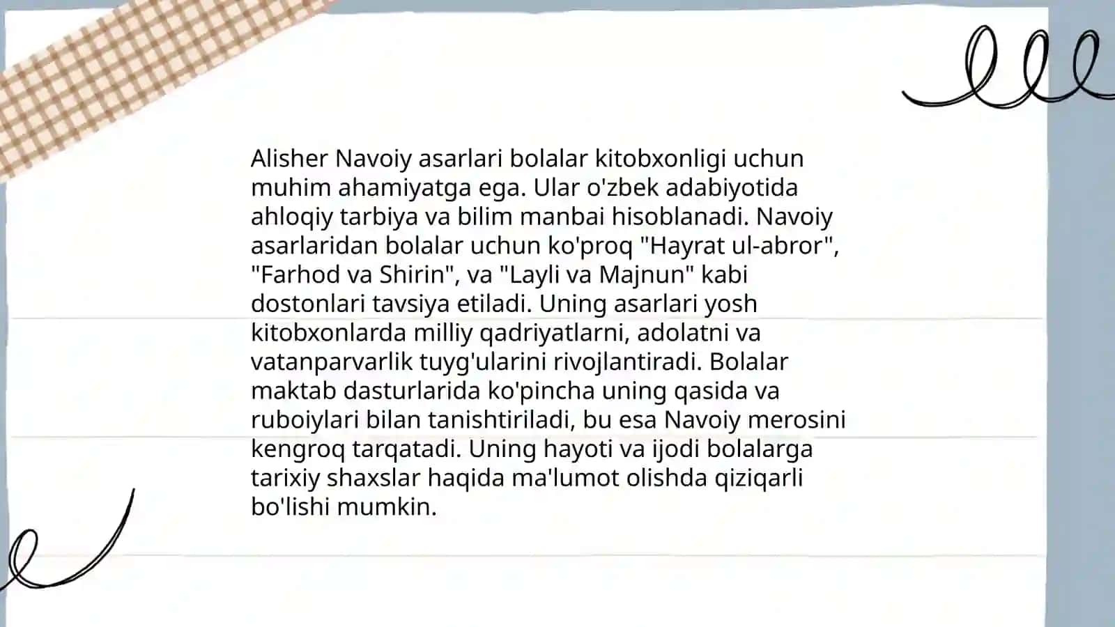 Alisher Navoiy asarlari bolalar kitobxonligida 4