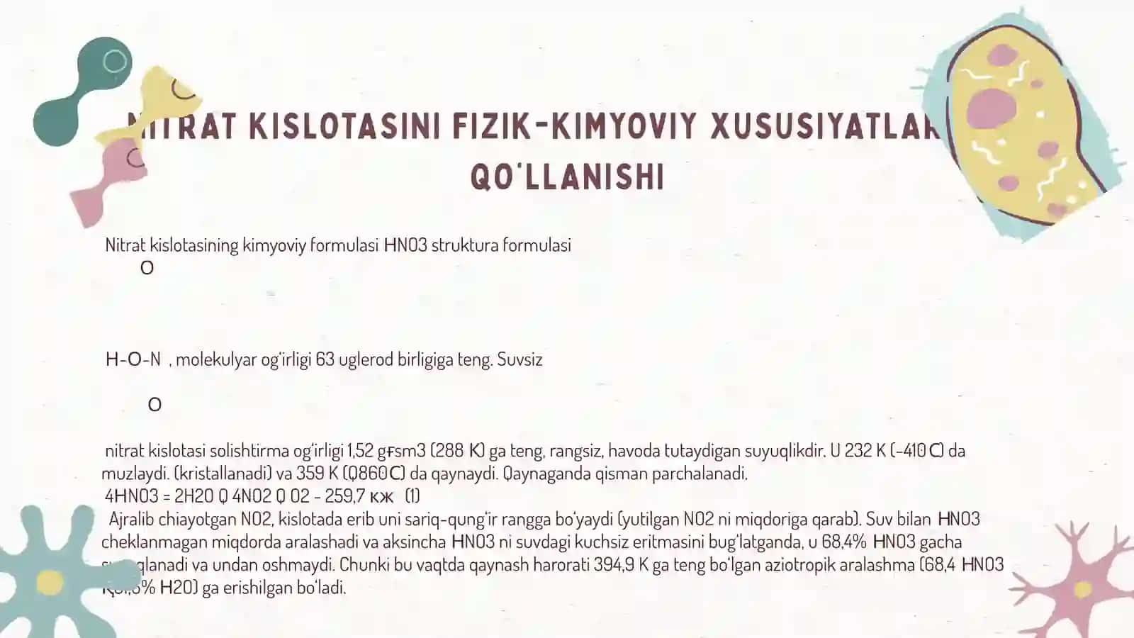 Nitrat Kislota Xususiyatlari va Qo‘llanilishi 4