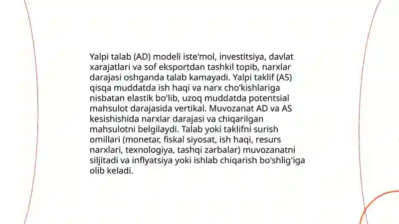 Yalpi talab va yalpi taklifning o'zaro ta'siri 4