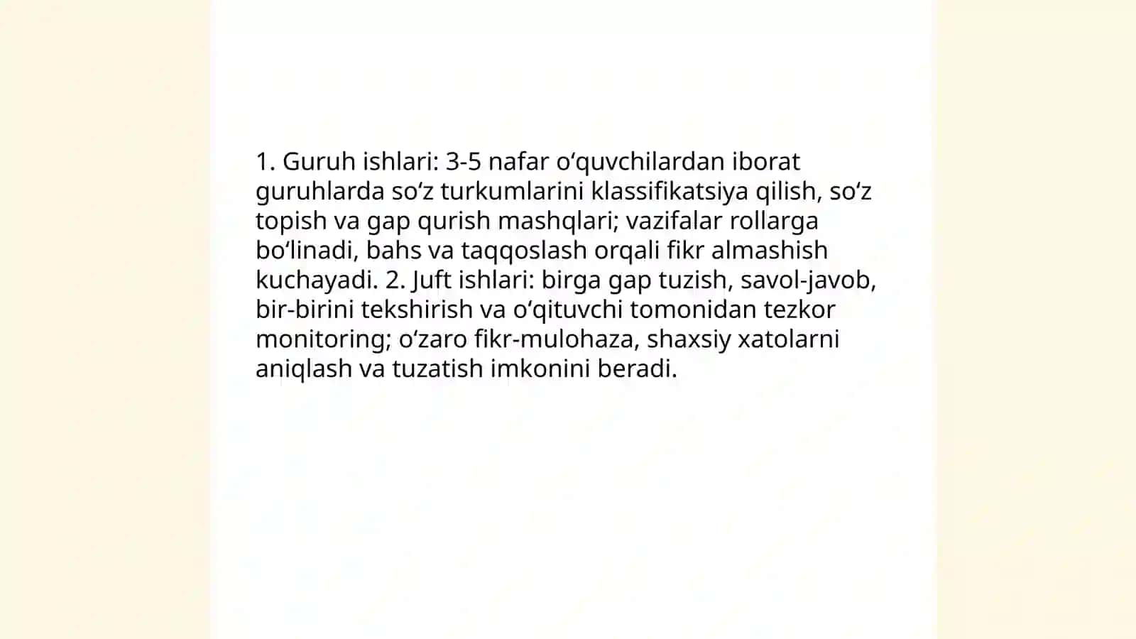Boshlangʻich sinflarda soʻz turkumlarini oʻrganishda metod va usullar 4
