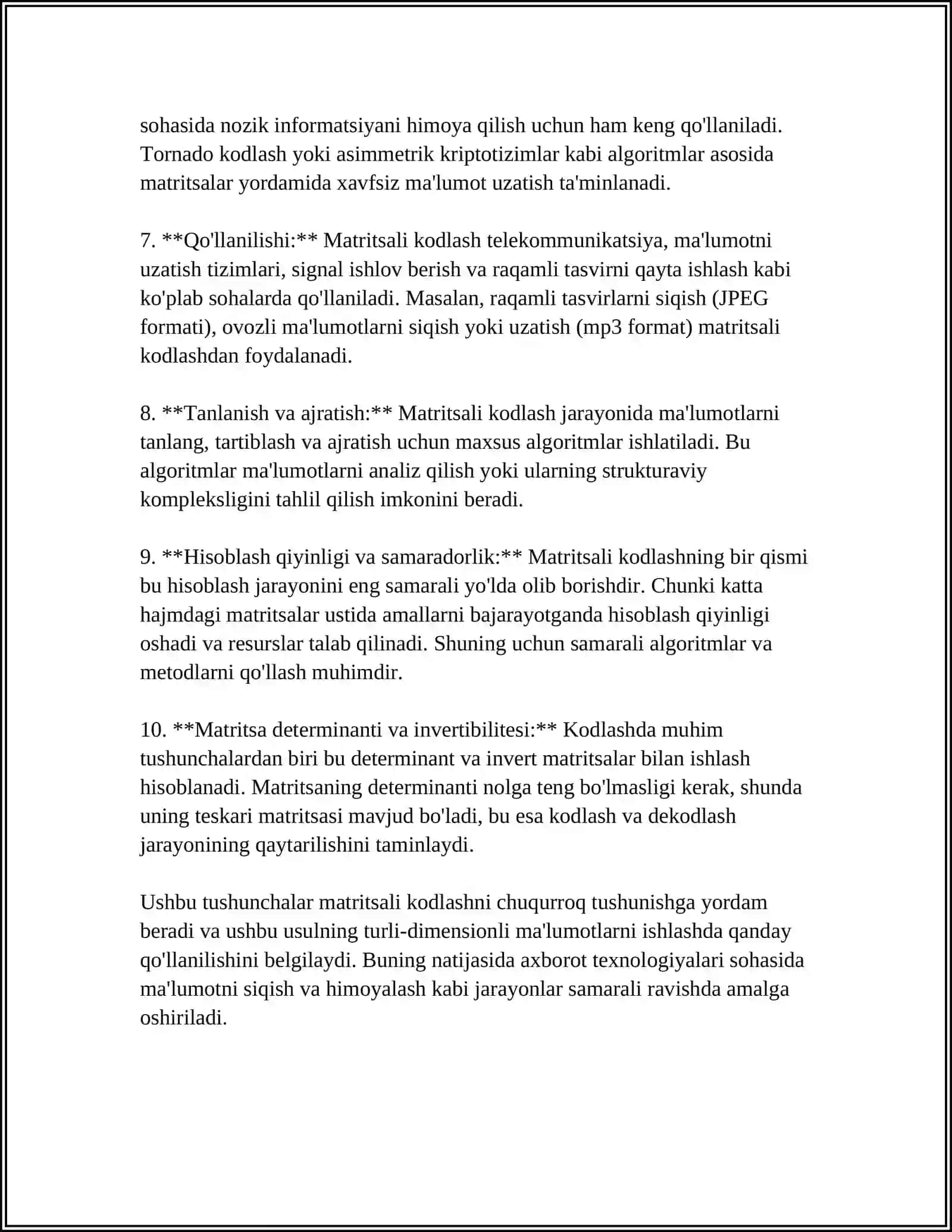 MATRITSALI KOD 4