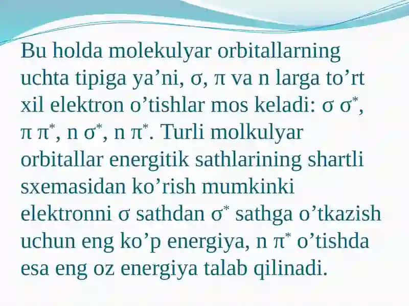 Molekulalarning elektron spektrlari 4