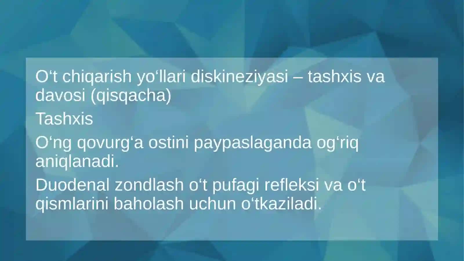O't yoʻllari diskenezi 4
