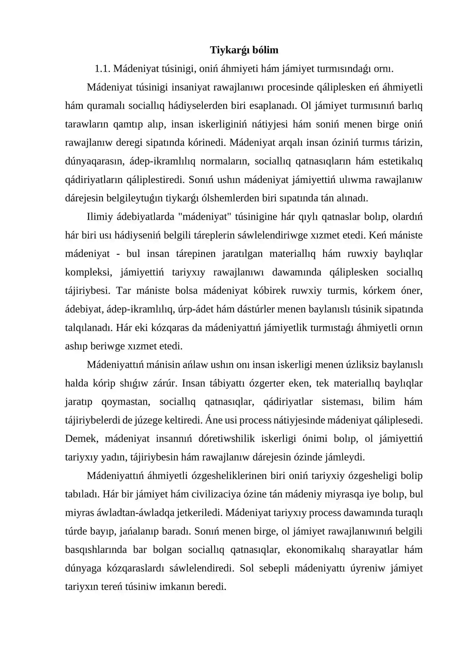 Mádeniyat hám onıń insaniyat rawajlanıwındaǵı ornı 4