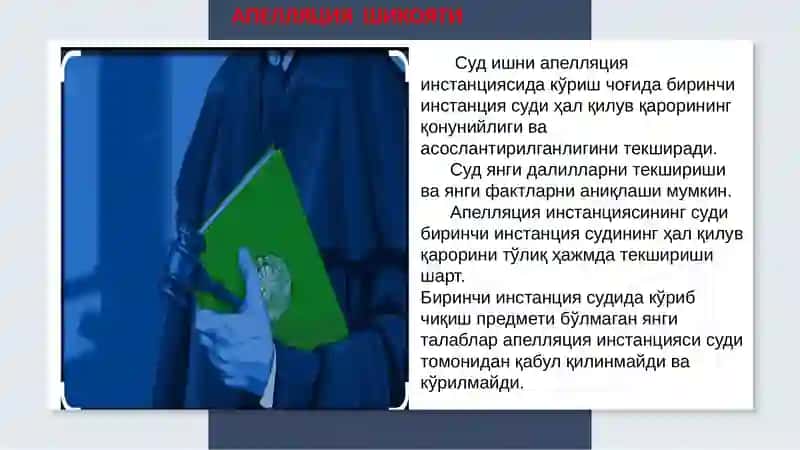 Апелляция инстанцияси хамда кассация инстанцияси судида иш юритиш 4