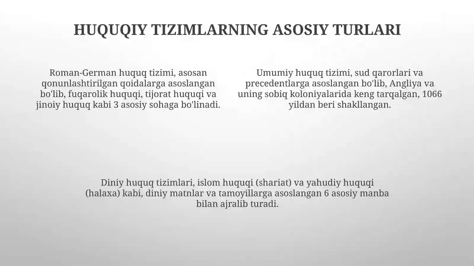 Hozirgi zamonning asosiy huquq tizimlari tushunchasi va turlari 4