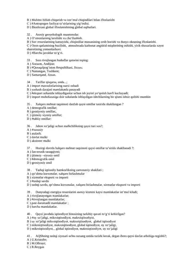 MINTAQA IQTISODIYOTI TESTLAR 4
