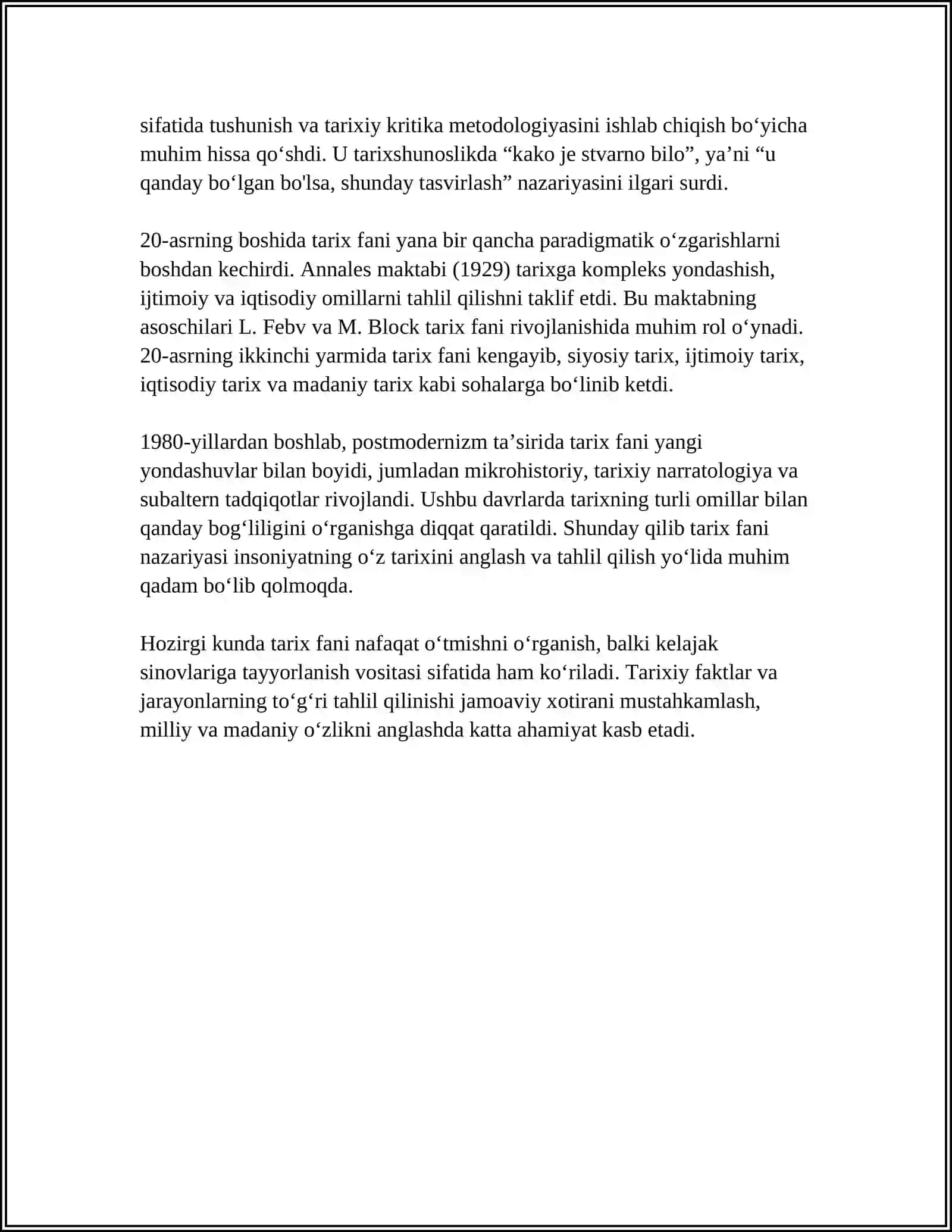 TARIX FANI NAZARYA ASOSLARI FANINING RIVOJLANISH BOSQICHI 2024-2025-o'quv yili 4