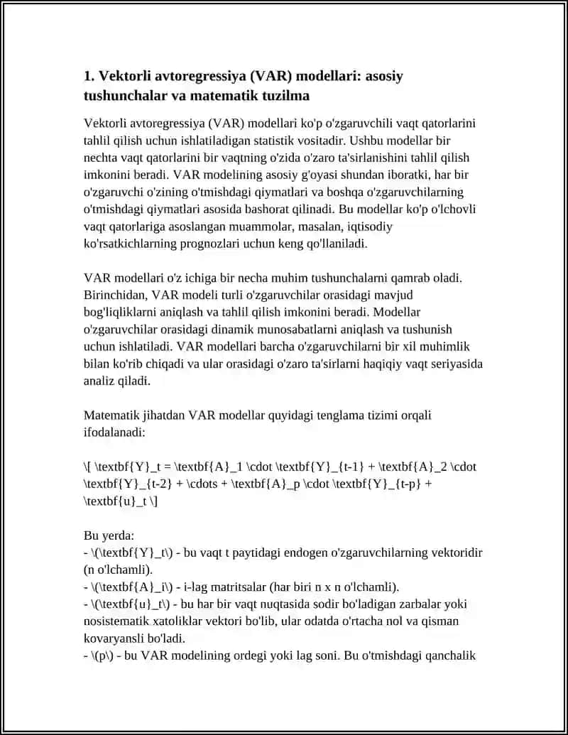 VEKTORLI AVTOREGRESSIYA (VAR) MODELLARI TUSHUNISH 4