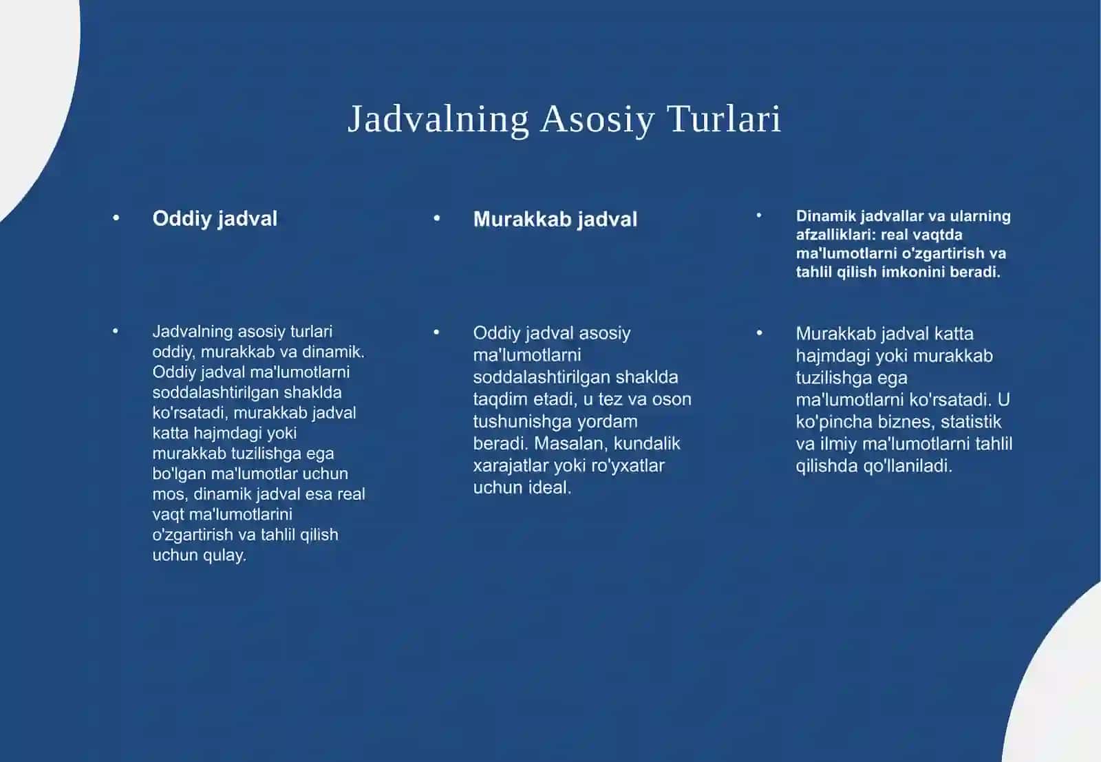 Statistik ma'lumotlarni jadval va grafiklarda tasvirlash 4