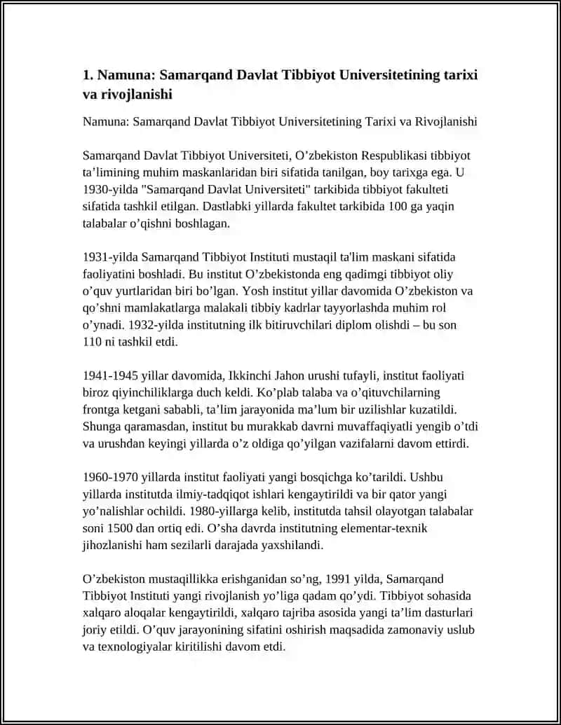 NAMUNA:SAMARQAND DAVLAT TIBBIYOT UNIVERSITETI 4