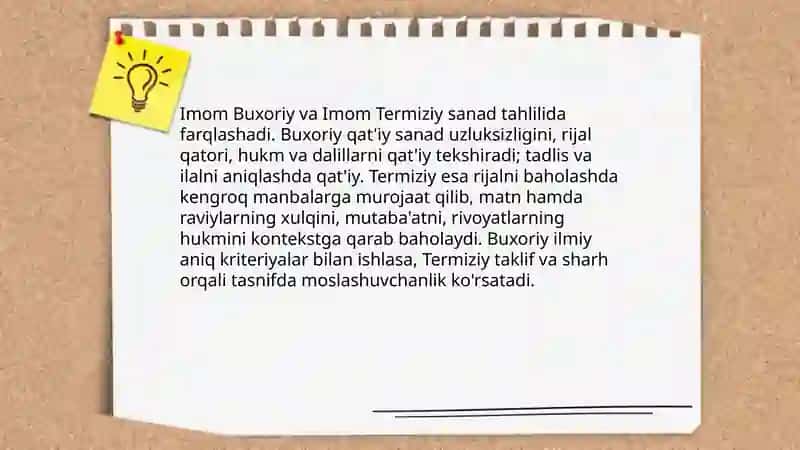 Imom Buxoriy va Imom Termiziyning hadis ilmiga qo’shgan hissalarini qiyosiy tahlili 4
