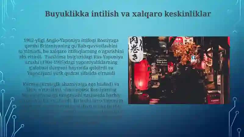 Yaponiyaning XIX asr nikohlaridagi xalqaro ahvoli va tashqisiy o'zgarishlari 4