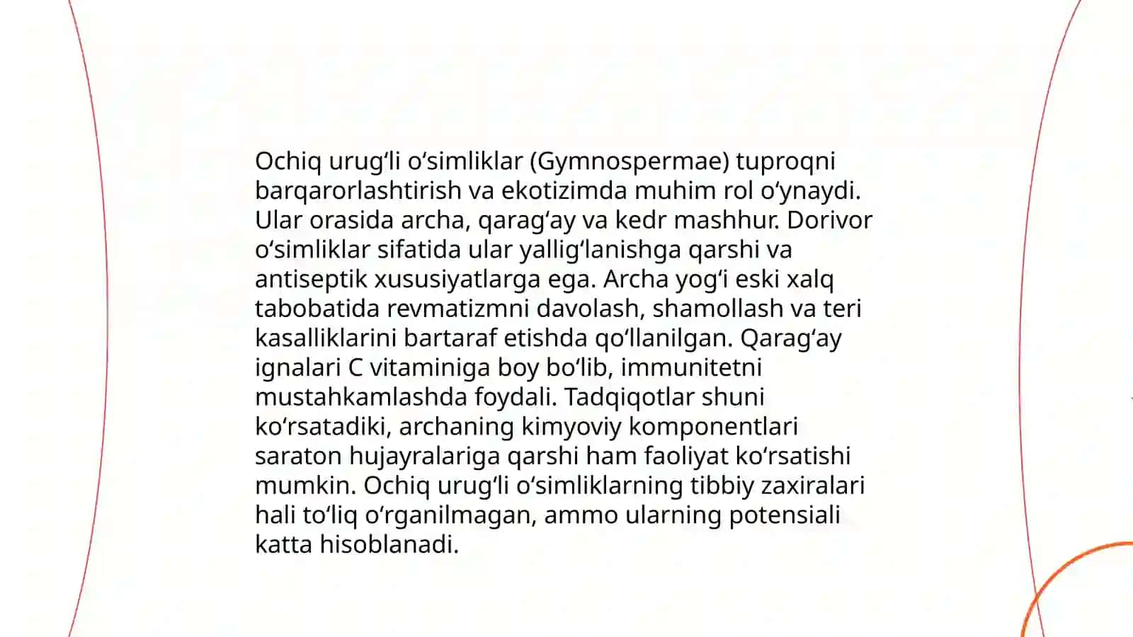 Ochiq urugʻli oʻsimliklarning ahamiyati dorivorligi zaharligi 4