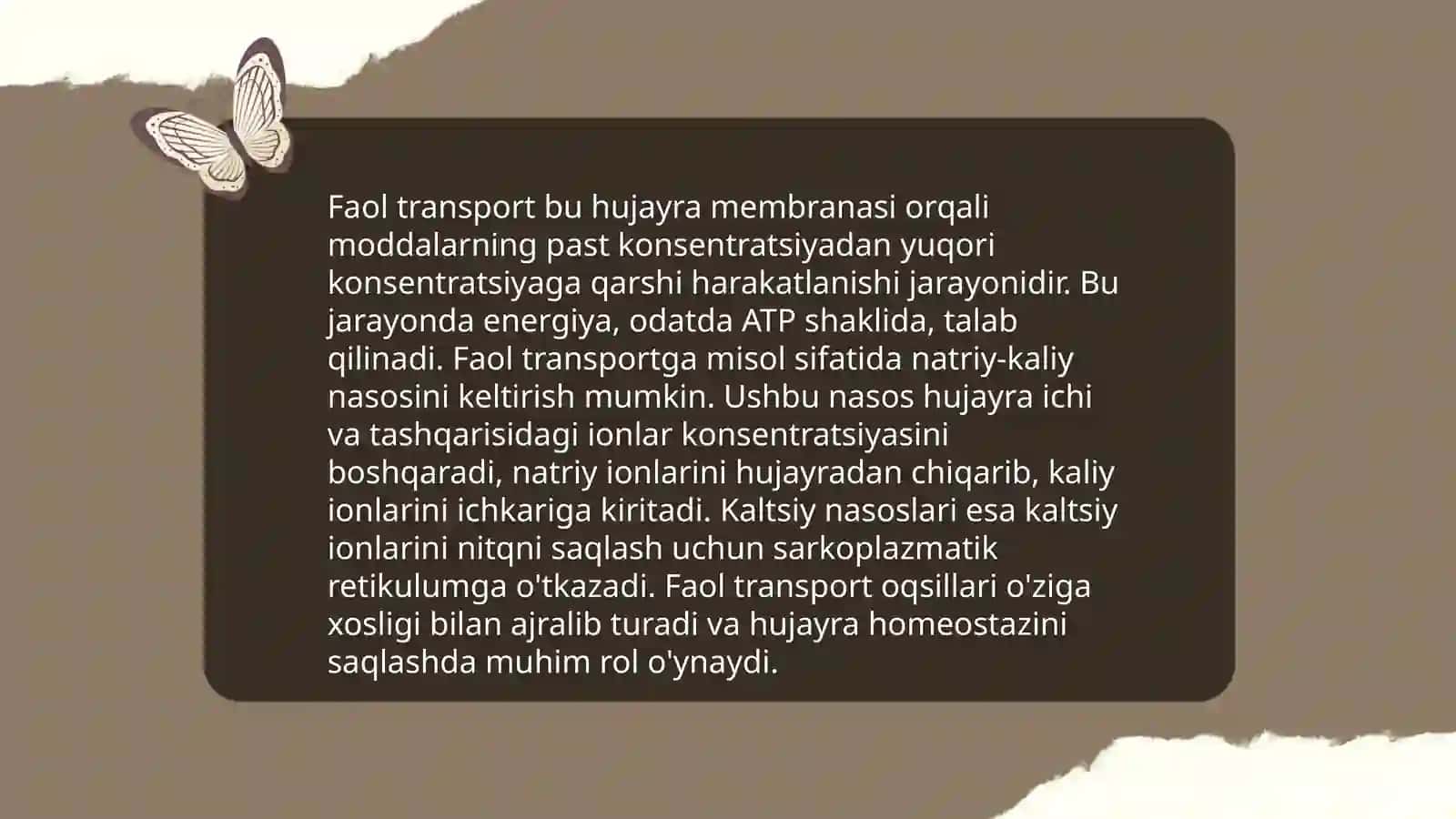 Membranalar orqali transport mexanizmi. Boshqaruvchi ion kanallari. Onkagenlar, suppressor genlar va apoptoz 4