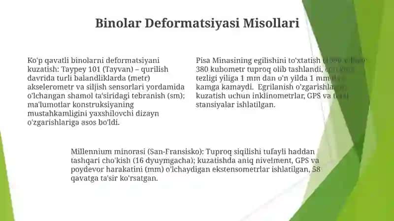 Bino va inshootlarning defarmatsiyasini kuzatish 4