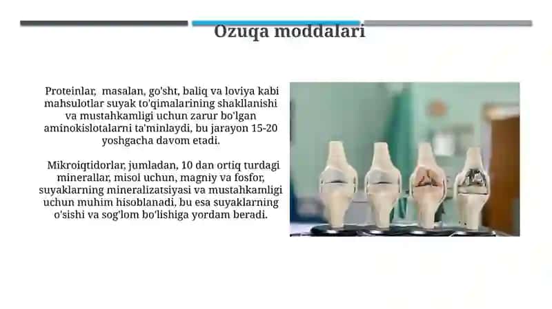 Suyaklarning oʻsishi,rivojlanishiga tasir etuvchi omillar 4