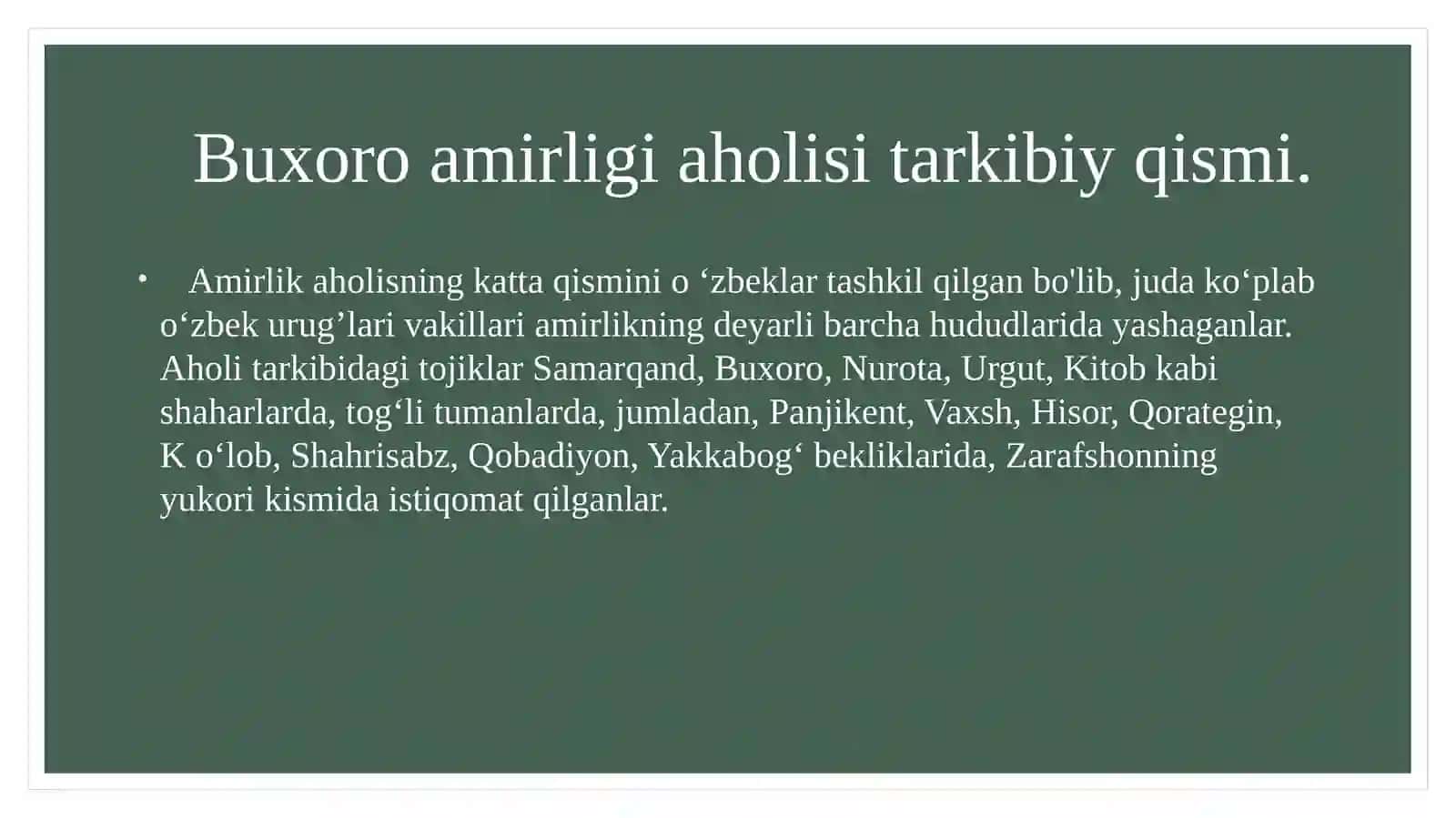 Buxoroamirligining aholisi va mashg'ulotlari 4