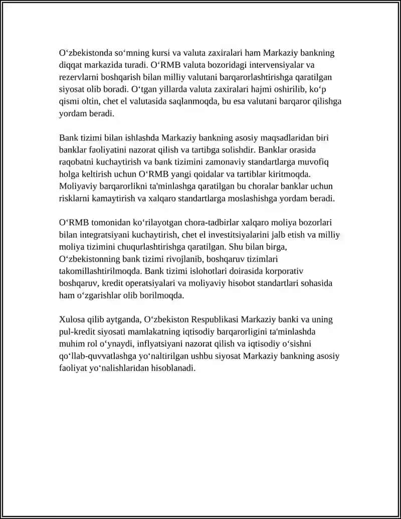 O'ZBEKISTON RESPUBLIKASIDA MOLIYA, PUL VA BANK TIZIMI 4