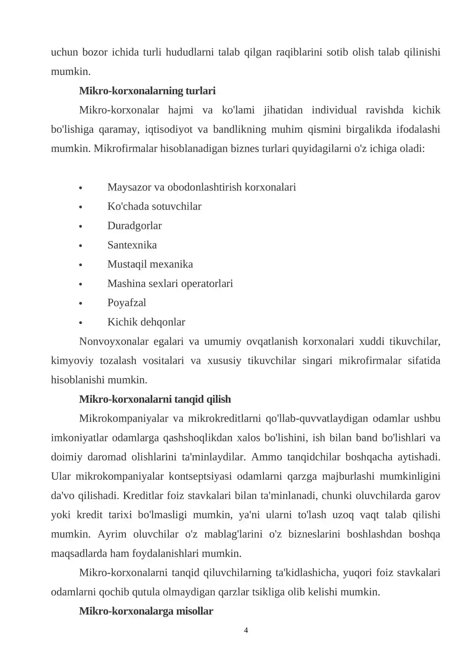 Mikrofirma va o`rta korxonalarni rivojlanishi 4
