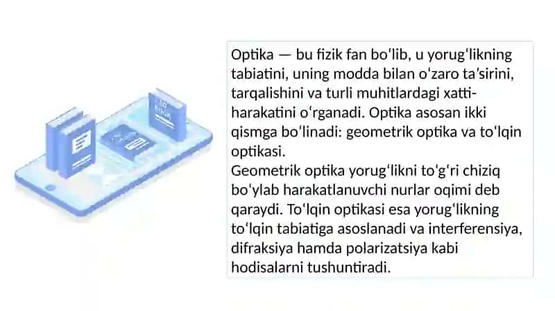 Geometrik optika qonunlari. To’lqin optikasi. 4
