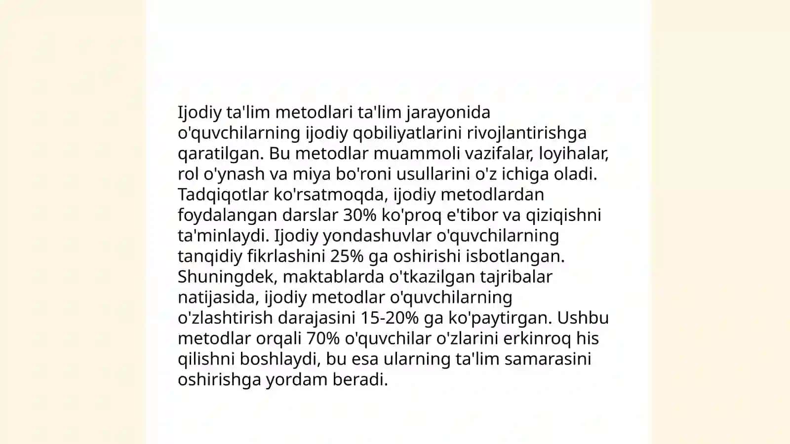 Oligofrenopedagogning o'z ish faoliyatiga ijodiy yondashuvi 4