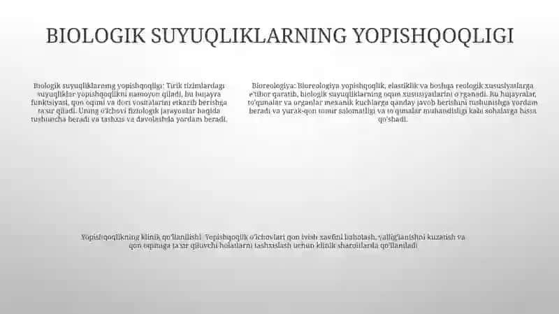 Bioreologiya. Biologik Suyuqliklarning Quvushqoqligi. Klinikada Qovushqoqlikdan Foydalanish 4