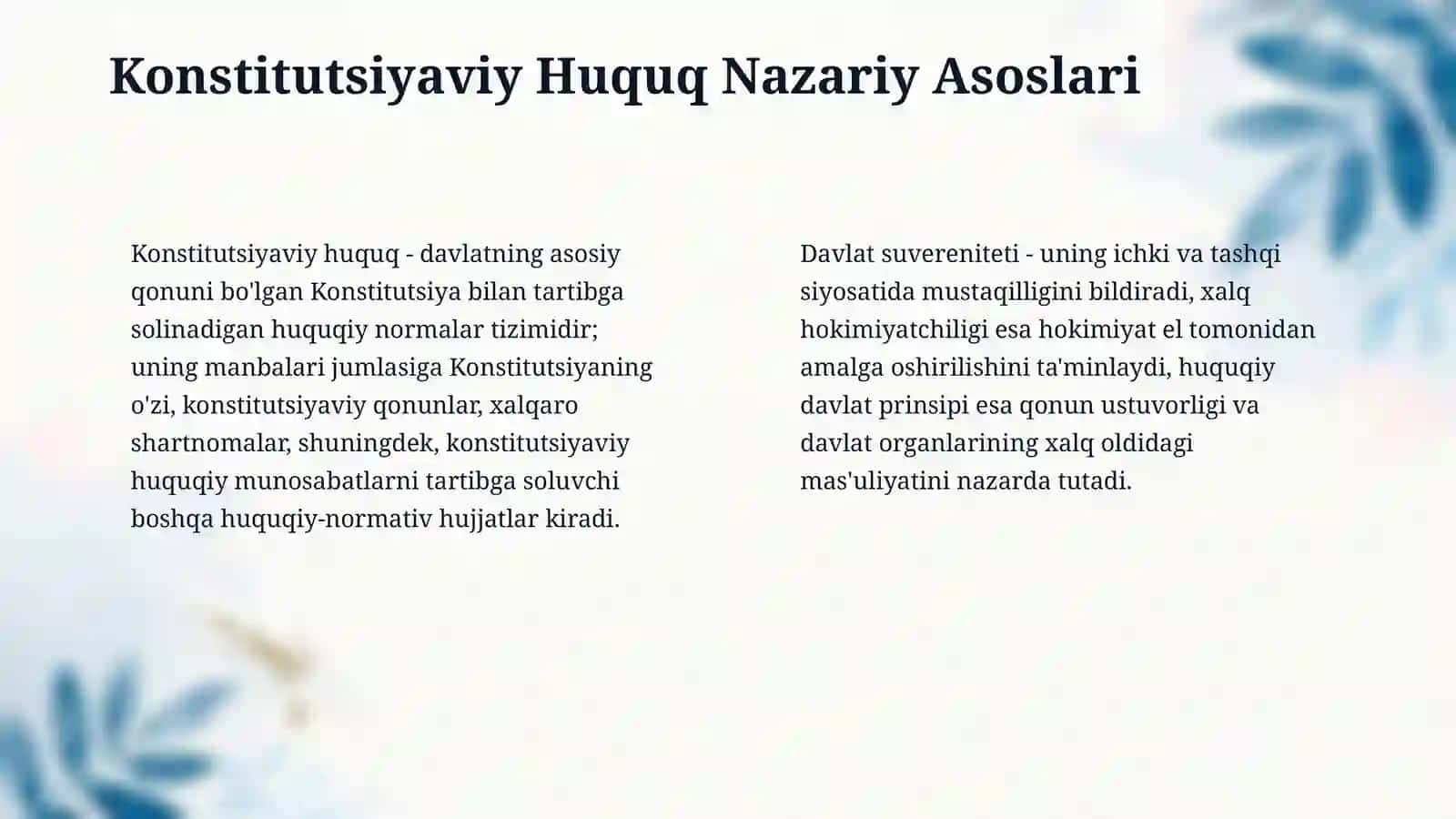 Yangi tahrirdagi ozbekiston Respublikasi konostitutsiyasi nazariy asoslari ,tarixi va rivojlanishi 4