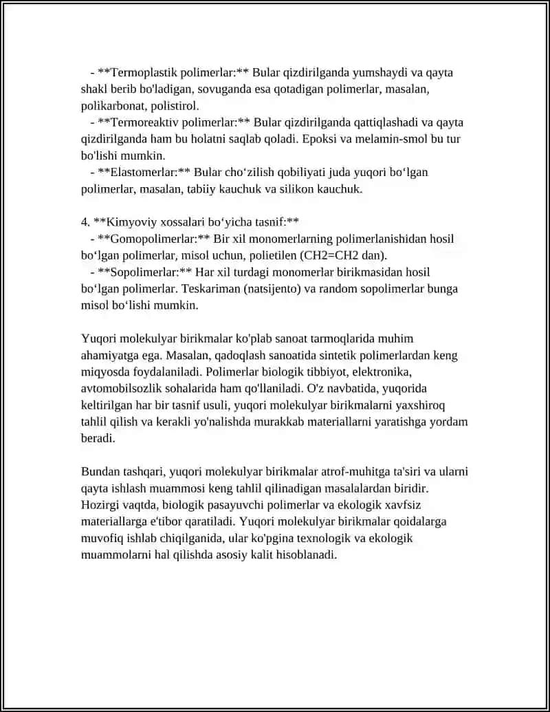 Yuqori Molekulyar Birikmalar 4
