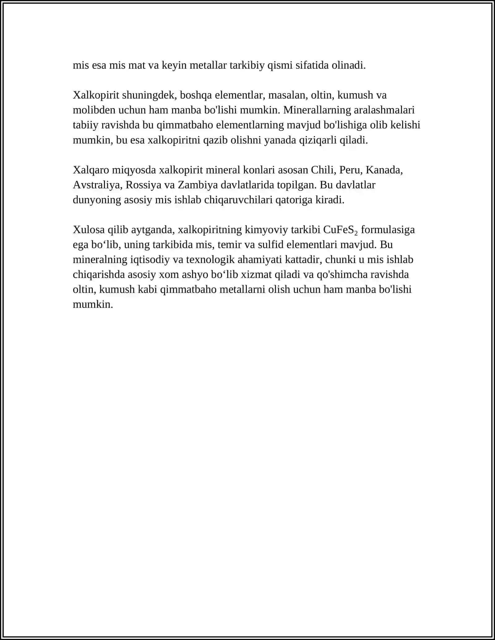 XALKOPIRIT MINERALI TASNIFI KELIB CHIQISH AHAMIYATI 4
