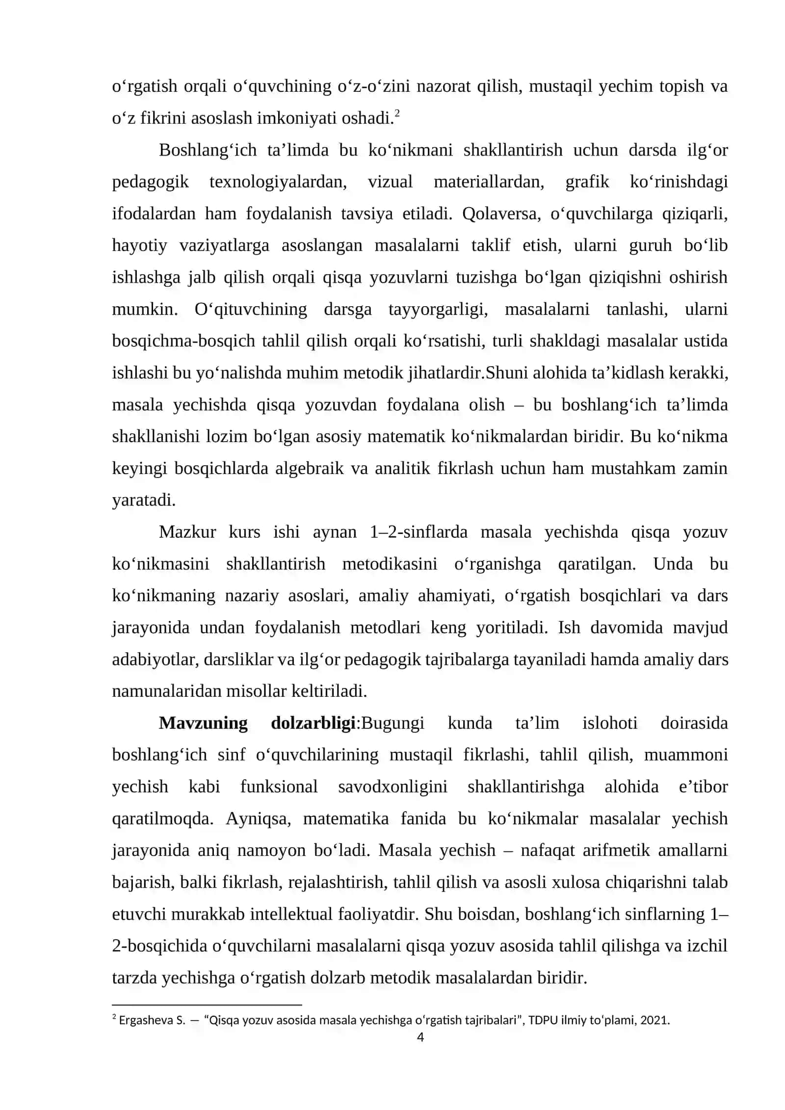 Boshlang'ich 1-2-sinflarda matematikadan masalalar yechishda qisqa yozuv ko'nikmasini shakllantirish metodikasi 4