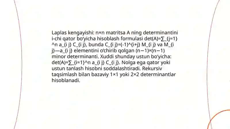 Determinantlar va ularning xossalari 4
