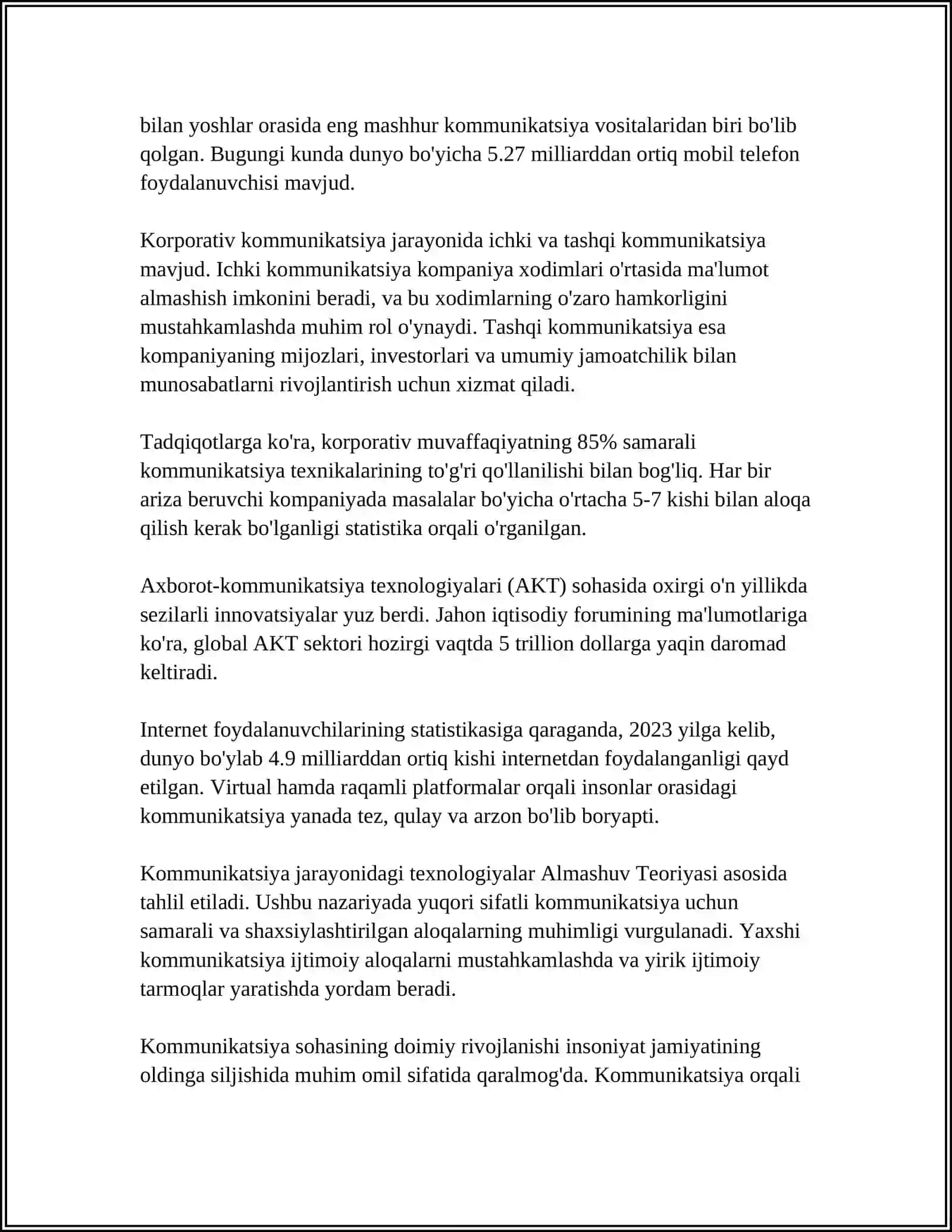Kommunikatsiya tushunchasi haqida referat 4