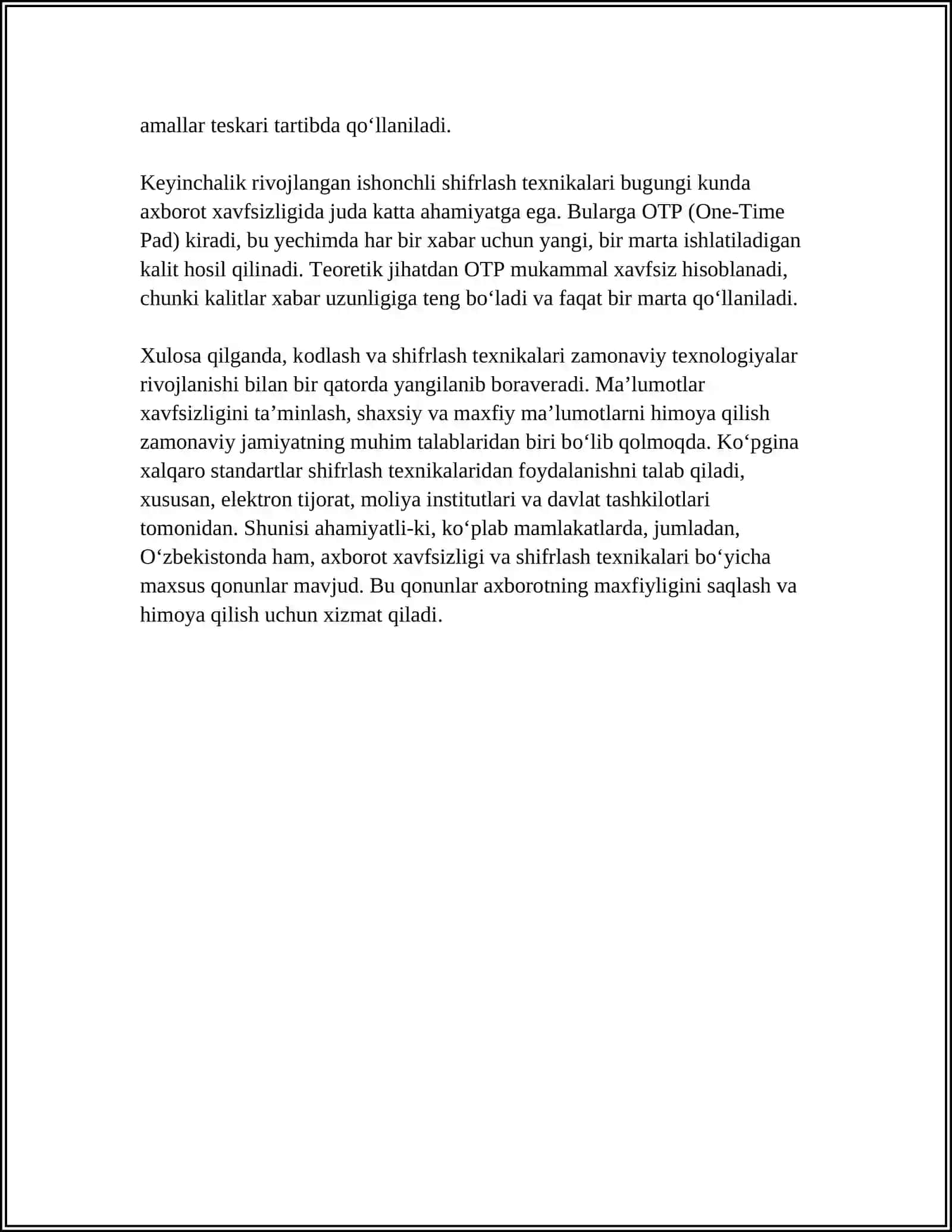 MUSTAQIL ISH Mavzu: KODLAR HAQIDA 4