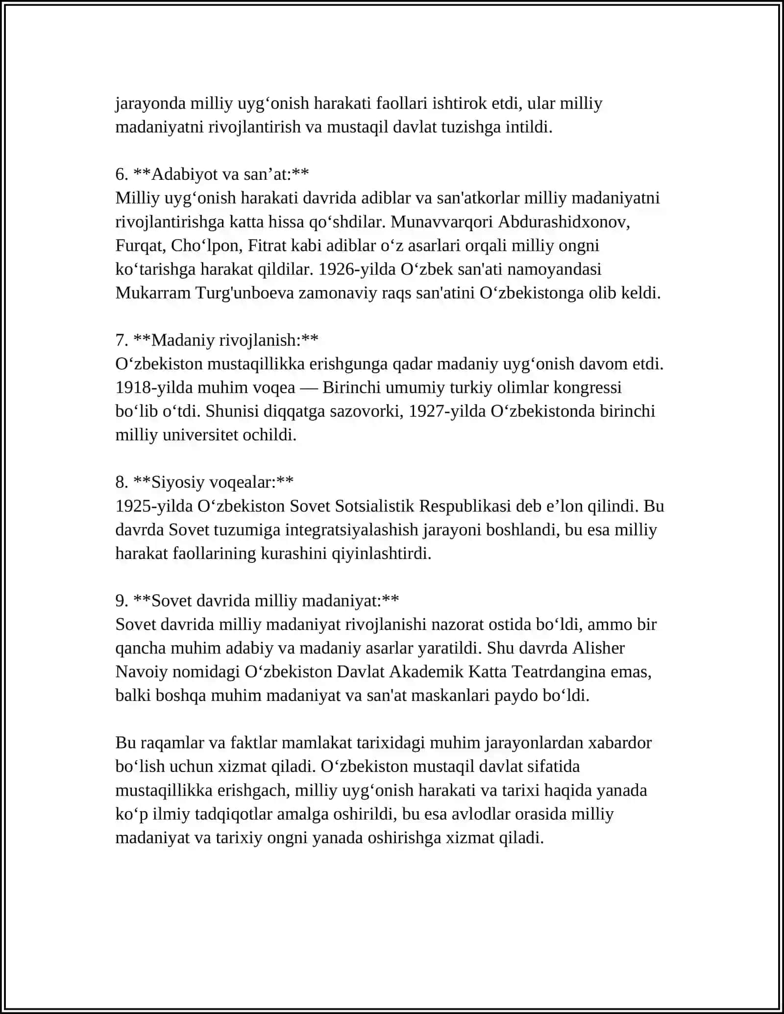MUSTAQILLIKKA ERISHISH ARAFASIDA IJTIMOIY-SIYOSIY JARAYONLAR 4